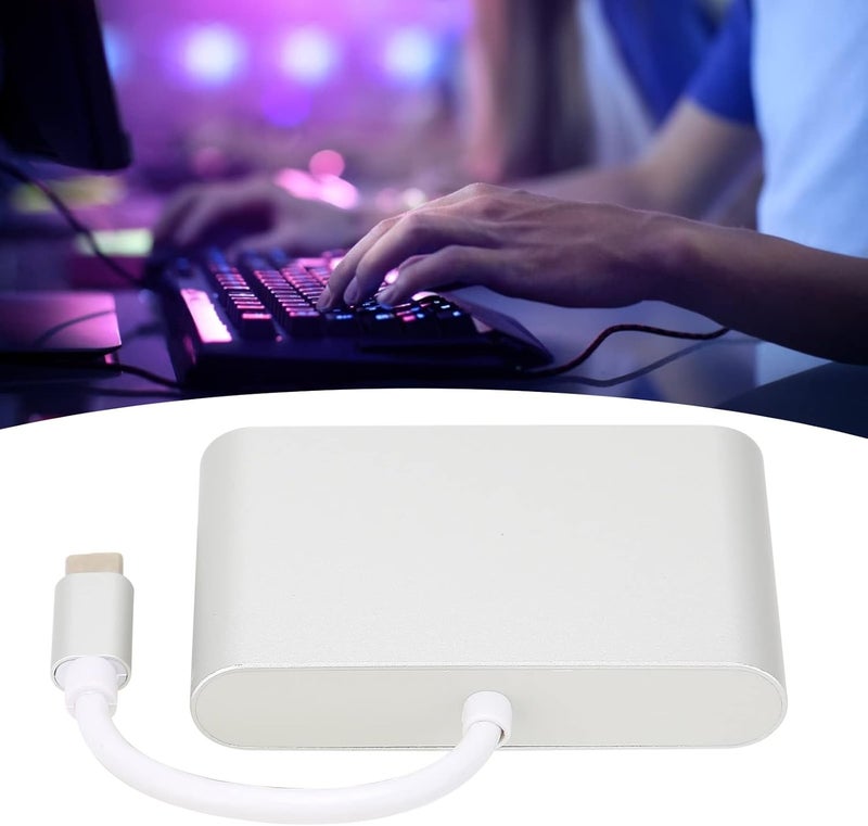 aqxreight: محول من نوع Type C إلى VGA/USB3.0 مزود بوظيفة PD (Power Delivery)، مناسب لاستخدامات لوحات المفاتيح والأقراص الصلبة (U Disks). يوفر أمانًا أثناء الاستخدام. - نوع المنتج: محول من نوع Type C إلى VGA/USB3.0. - المادة المستخدمة: … - نوع الواجهة: Type C للاتصال بالجهاز، بالإضافة إلى واجهات PD وUSB3.0. - اللون: فضي. - معلمات الجهد الكهربائي: … - طريقة الاستخدام: تثبيت المحول بشكل تلقائي (Plug and Play). - قائمة المكونات: محول واحد. - Image 5