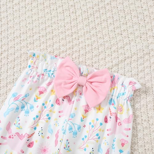 DISAUR Baby Girl Short Sleeve Outfits Pink Adorable Pony Ruffle White Romper Pants Newborn Baby Girl Leave Hospital Outfits - Image 5