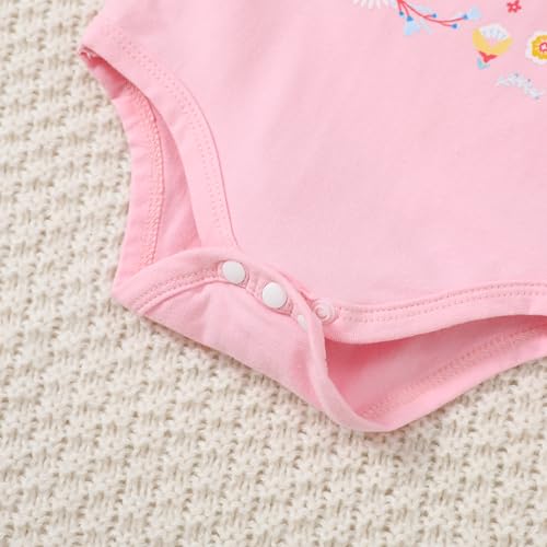 DISAUR Baby Girl Short Sleeve Outfits Pink Adorable Pony Ruffle White Romper Pants Newborn Baby Girl Leave Hospital Outfits - Image 4