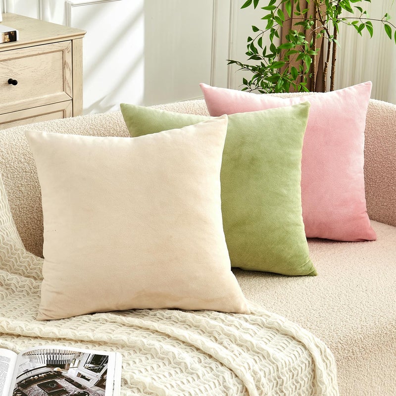 GriNeed Throw Pillow Covers Pink Set of 2 18x18 Inch Pillow Covers, Soft Velvet Cute Decorative Pillowcases for Couch Sofa Bed, Home Boho Decor, Modern Cushion Covers - Image 5
