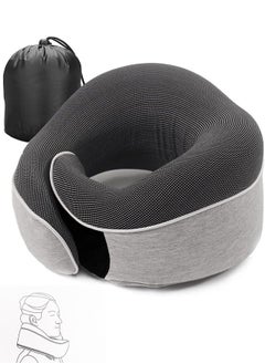 Generic Travel Neck Pillow Memory Foam U Shaped Neck Support 100% Pure Memory Foam Pillow Ergonomic Design Soft Best Full Neck Surround Pillow Sleep for Airplane Car Office and Home Resting (Grey)  - Image 1