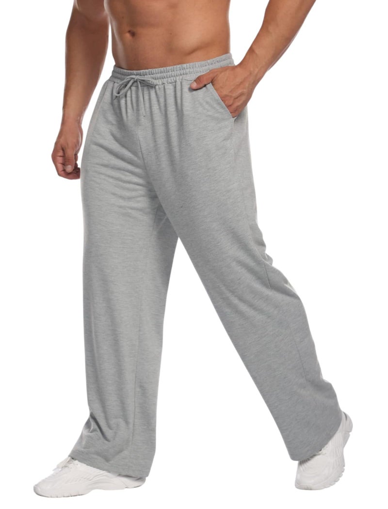 Deyeek Men's Sweat Pants Open Bottom Baggy Grey Sweatpants for Men Joggers Sweatpants Lightweight Gym Workout Sweats with Pockets - Image 1