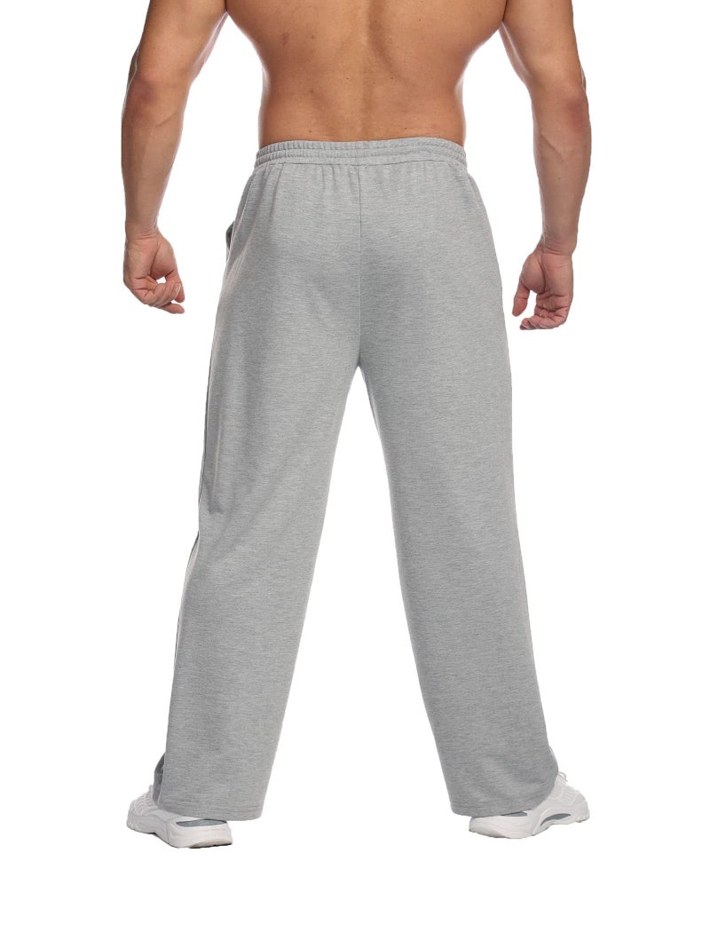 Deyeek Men's Sweat Pants Open Bottom Baggy Grey Sweatpants for Men Joggers Sweatpants Lightweight Gym Workout Sweats with Pockets - Image 2
