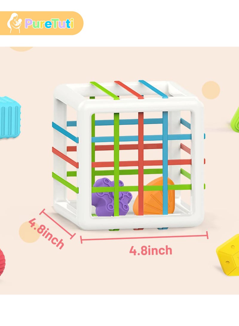 PureTuti Montessori Shape Sorting Cubes for 1 Year Old, Toddler, Kid, 6 Pc Multi Sensory Shape, Baby Toys 12 Month - Image 5