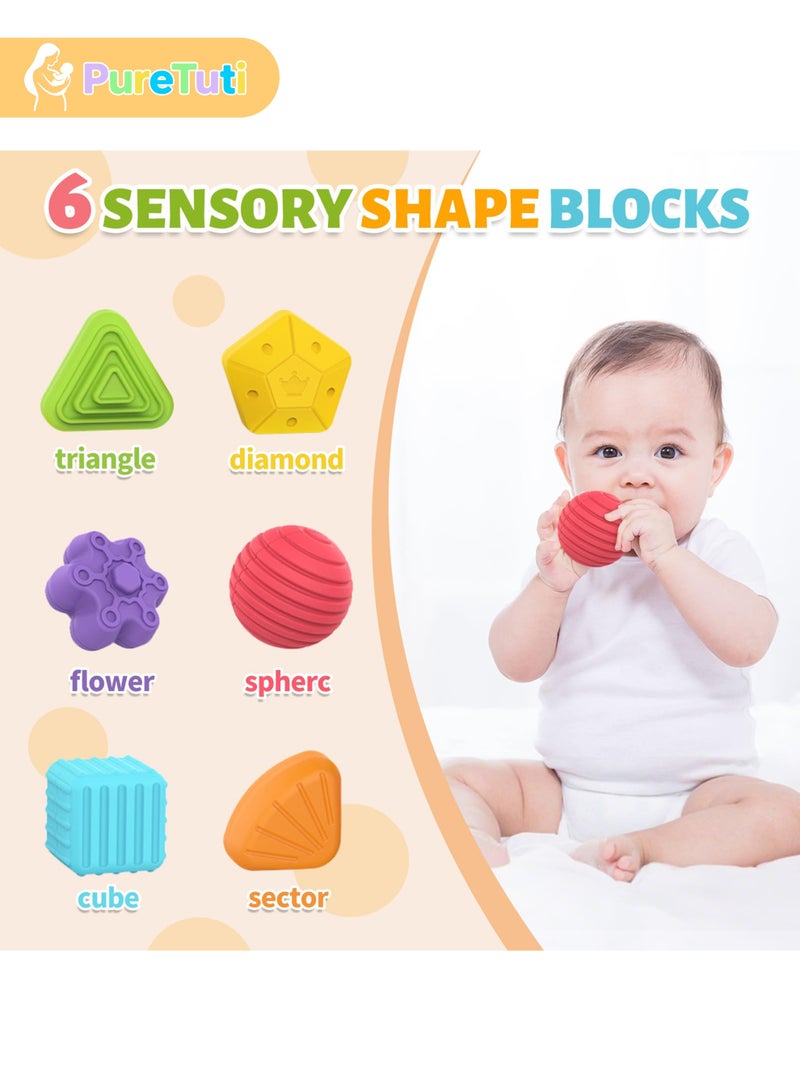 PureTuti Montessori Shape Sorting Cubes for 1 Year Old, Toddler, Kid, 6 Pc Multi Sensory Shape, Baby Toys 12 Month - Image 2