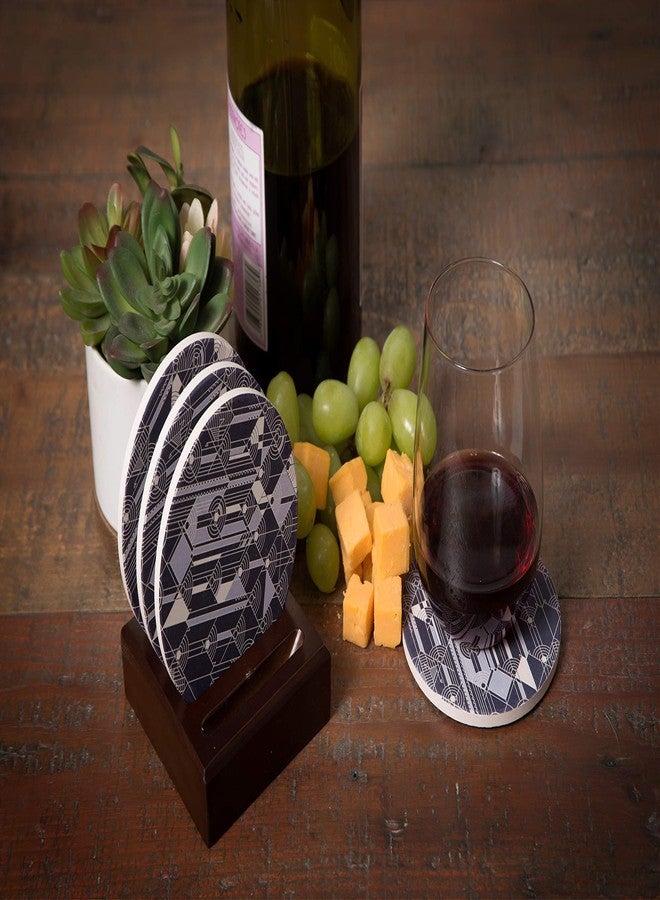 CoasterStone Dark Slotted Wood Coaster Holder, Holds 4 Round Drink Coasters - Image 2