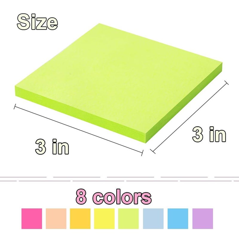 Kozerite (16 Pack) Pop Up Sticky Notes 3x3 in Accordion Stickies Super Sticking Power Memo Pads Bright Colors - Image 3
