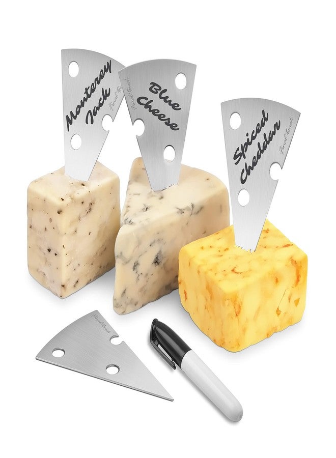 Final Touch Cheese Marker Set - Stainless Steel Markers for Easy Cheese Identification - Includes Non-Permanent Marker - Professional Presentation for Cheese Boards (FTA7080) - Image 1