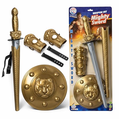 Ratna's Mighty Sword (Size 55 cm) Set with Arm Guards, Shield, Waist Belt, Sword Cover, Plastic Pretend Play Toy for Kids - Image 1
