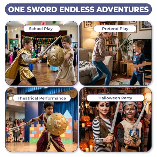 Ratna's Mighty Sword (Size 55 cm) Set with Arm Guards, Shield, Waist Belt, Sword Cover, Plastic Pretend Play Toy for Kids - Image 4