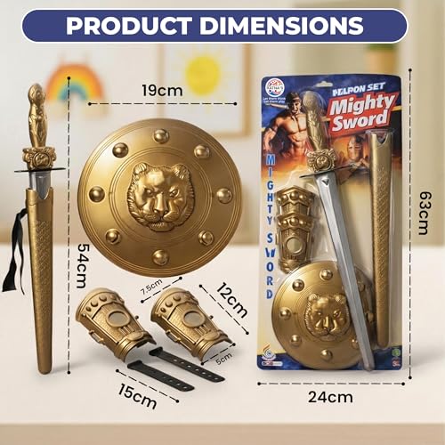 Ratna's Mighty Sword (Size 55 cm) Set with Arm Guards, Shield, Waist Belt, Sword Cover, Plastic Pretend Play Toy for Kids - Image 5