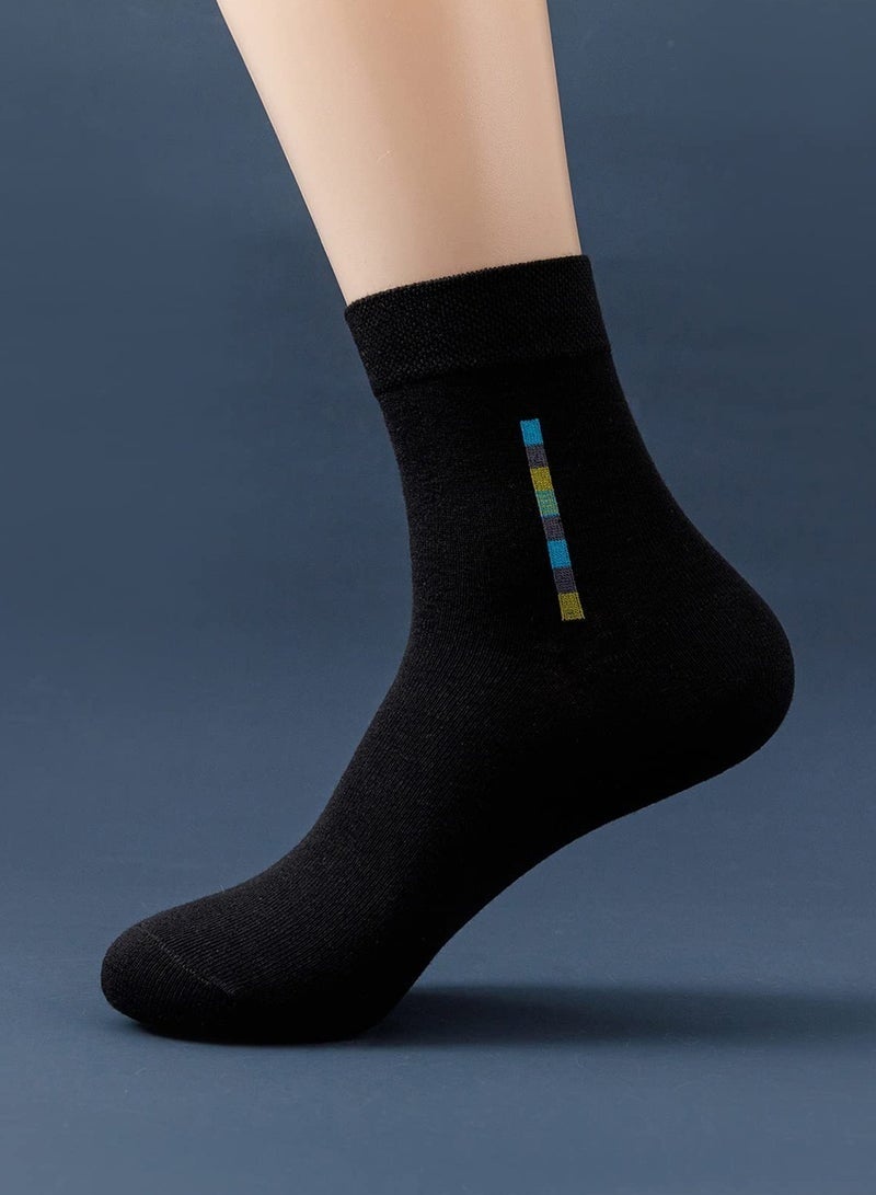 Lynacz Original Men's 100% Cotton 5 Pairs Crew Socks: Mid-Calf, Dress Socks, Moisture Wicking, Suitable for All Seasons, Striped Pattern in a Variety of Colors for Business Casual Wear - Image 5