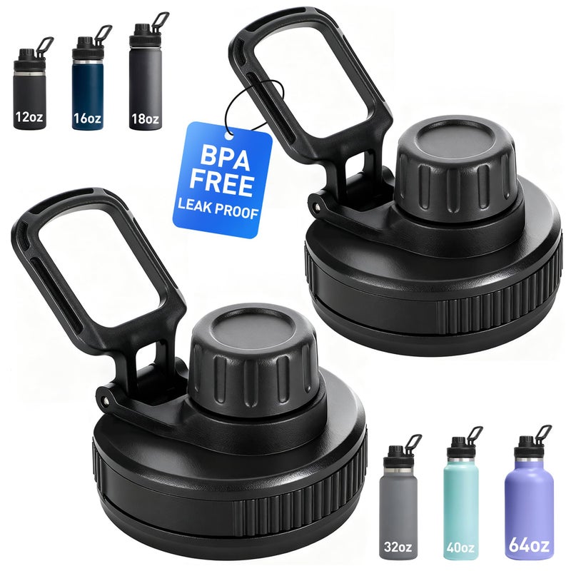 Hydro2Go Spout Lid Replacement for Hydro Flask Wide Mouth 12, 16, 18, 32, 40, 64 OZ, Chug Lid for Thermoflask with Handle, Replacement Lid for Wide Mouth Water Bottle 2.28in - Image 1