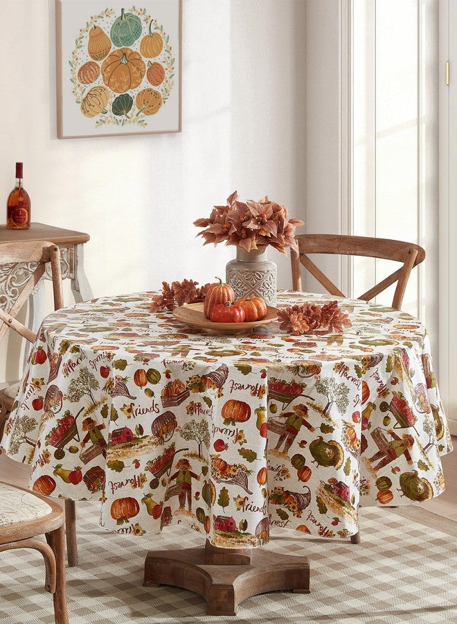 Newbridge Country Pumpkin Farm Vinyl Tablecloth, Flannel Backed Table Cover Print, Easy Care Wipe Clean, 60 x 84 Inch Oval - Image 1