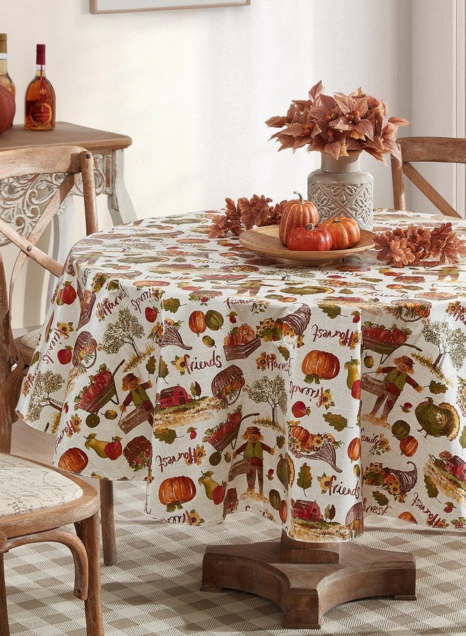 Newbridge Country Pumpkin Farm Vinyl Tablecloth, Flannel Backed Table Cover Print, Easy Care Wipe Clean, 60 x 84 Inch Oval - Image 2