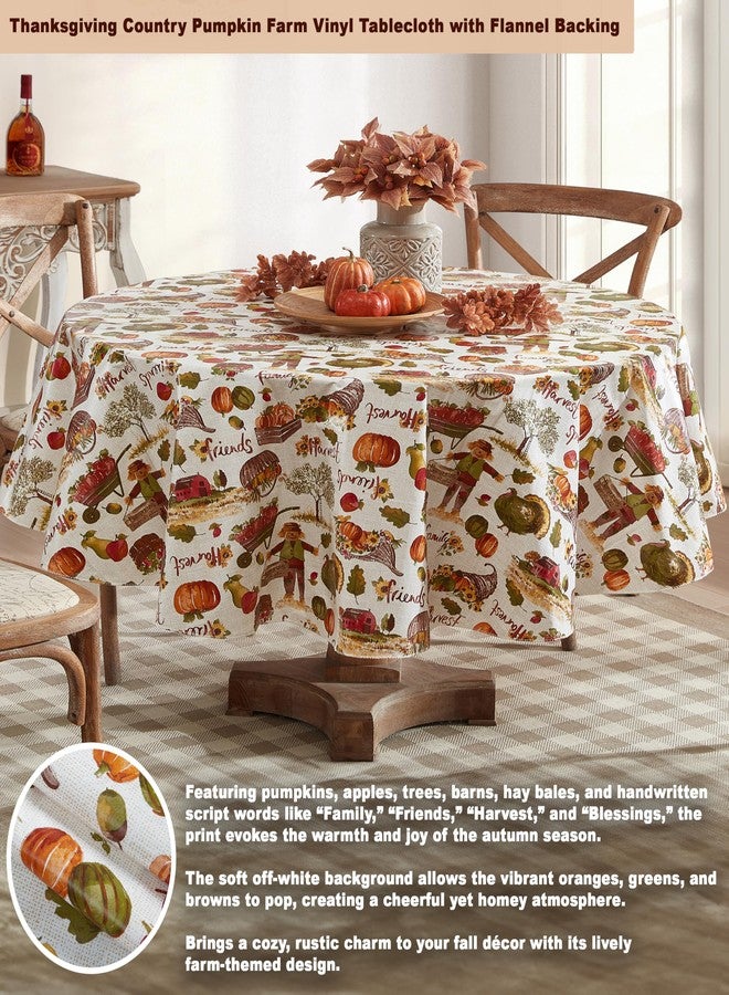 Newbridge Country Pumpkin Farm Vinyl Tablecloth, Flannel Backed Table Cover Print, Easy Care Wipe Clean, 60 x 84 Inch Oval - Image 3