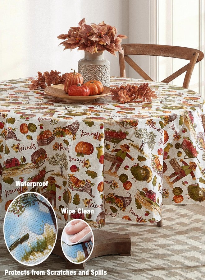 Newbridge Country Pumpkin Farm Vinyl Tablecloth, Flannel Backed Table Cover Print, Easy Care Wipe Clean, 60 x 84 Inch Oval - Image 4