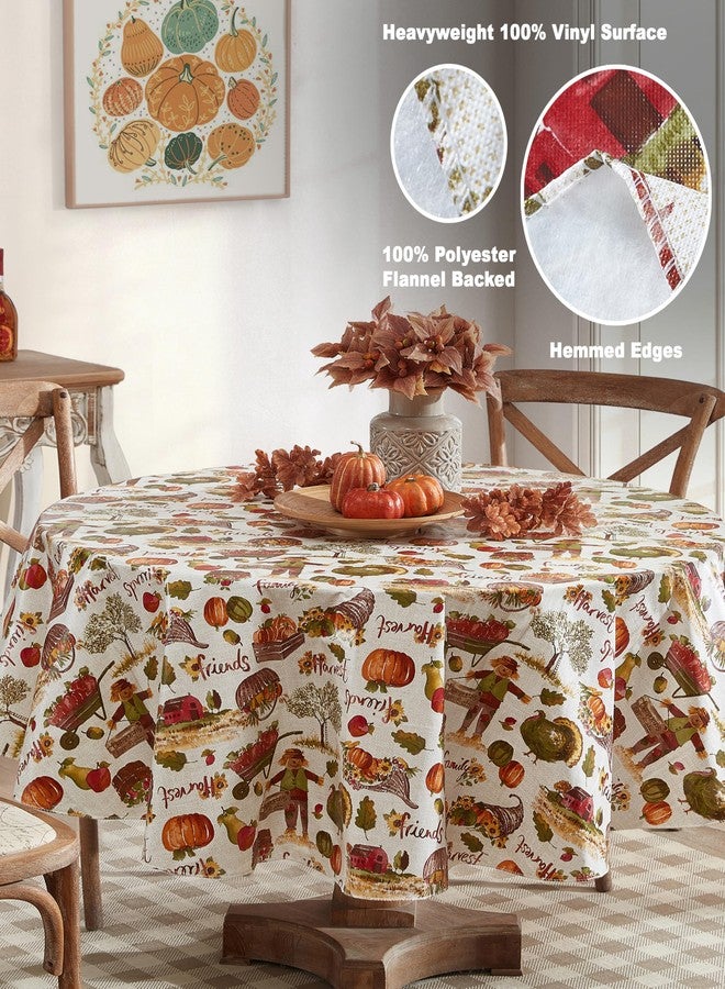 Newbridge Country Pumpkin Farm Vinyl Tablecloth, Flannel Backed Table Cover Print, Easy Care Wipe Clean, 60 x 84 Inch Oval - Image 5