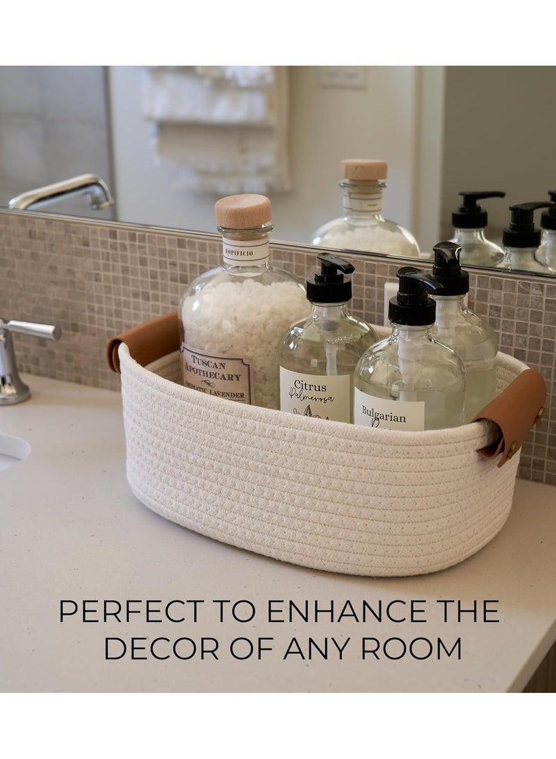ZAYVA Oval Storage Basket 5 Pieces Set-Natural Cotton Rope Woven Basket, Storage Box for Organizing Small Baskets Dog Toy Basket with Handle, Cat Toy Box, Bathroom Organizer Bucket - Image 3