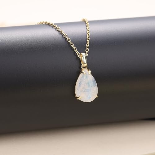 COAI 14K Gold Plated 925 Sterling Silver Necklace for Women, Teardrop Pendant Moonstone Crystal Necklace for Women - Image 4