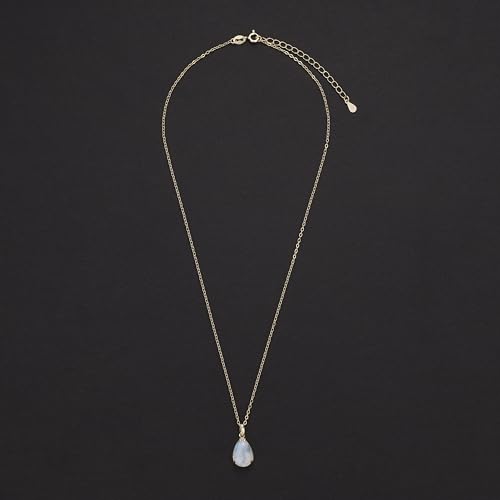 COAI 14K Gold Plated 925 Sterling Silver Necklace for Women, Teardrop Pendant Moonstone Crystal Necklace for Women - Image 5