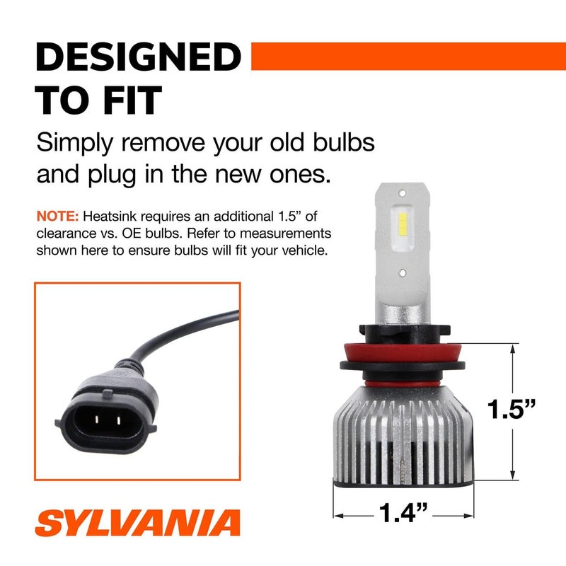 SYLVANIA H11 LED - Fog Lights For Cars and Trucks - Headlight Bulbs for Off Road Powersports - 6000k Cool White LED Light - Long-Lasting Bulbs - No Polarity - DIY Upgrade - Image 4