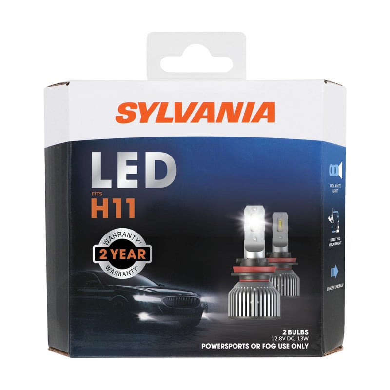 SYLVANIA H11 LED - Fog Lights For Cars and Trucks - Headlight Bulbs for Off Road Powersports - 6000k Cool White LED Light - Long-Lasting Bulbs - No Polarity - DIY Upgrade - Image 1