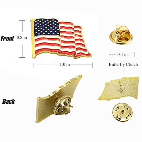 MEUUT 24 Pack American Flag Lapel Pins -USA Metal Enamel Waving Flag Pins US Patriotic Badge - Image 2