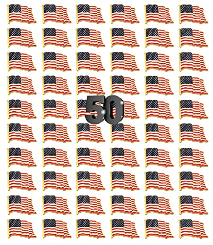 MEUUT 24 Pack American Flag Lapel Pins -USA Metal Enamel Waving Flag Pins US Patriotic Badge - Image 1