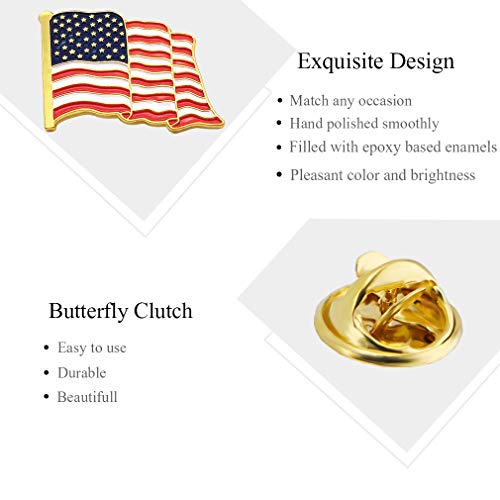 MEUUT 24 Pack American Flag Lapel Pins -USA Metal Enamel Waving Flag Pins US Patriotic Badge - Image 3