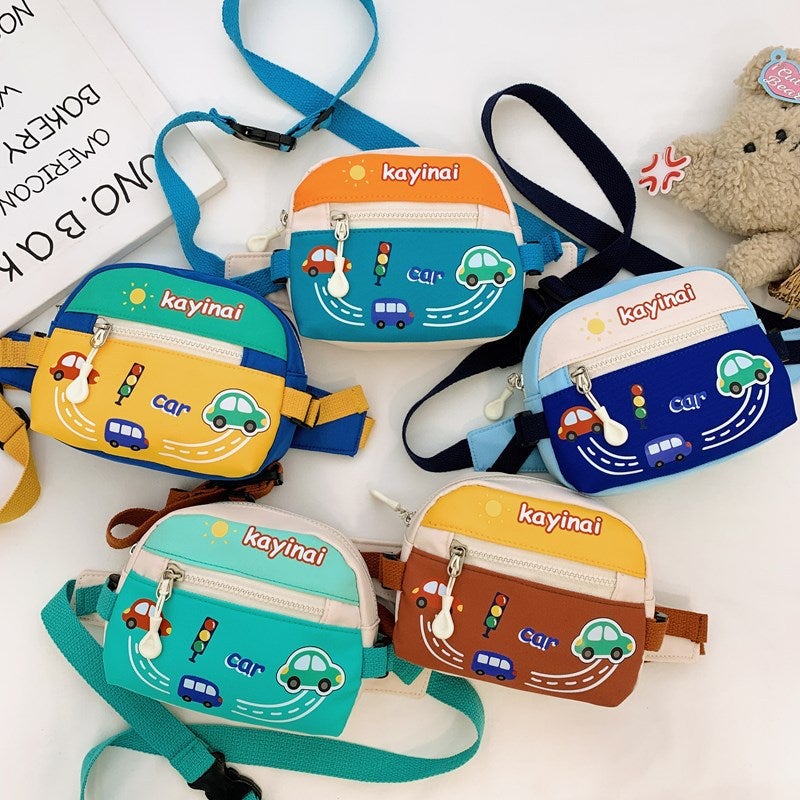 Cute Cartoon Car Foreign-Style Chest Bag Canvas Lightweight Personalized Boy Handsome Waist Bag Girl Children'S Wear Matching Bag - Image 2