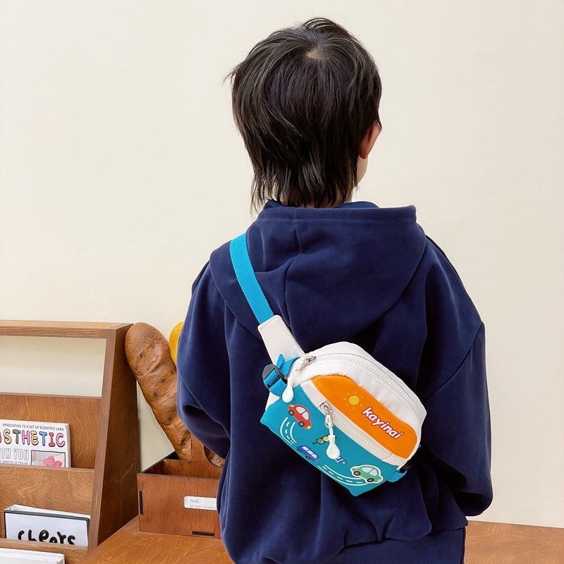 Cute Cartoon Car Foreign-Style Chest Bag Canvas Lightweight Personalized Boy Handsome Waist Bag Girl Children'S Wear Matching Bag - Image 3
