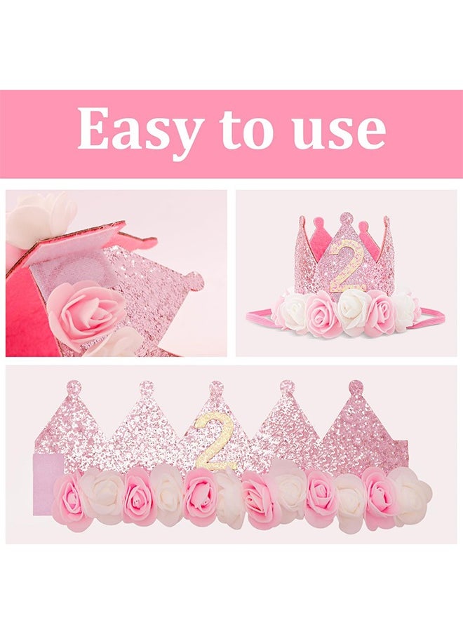 Lemon 2nd Birthday Hat, Girl Decorations First For Baby Gifts Rose Gold Pink Crown Party Two Year Old Princess  - Image 3