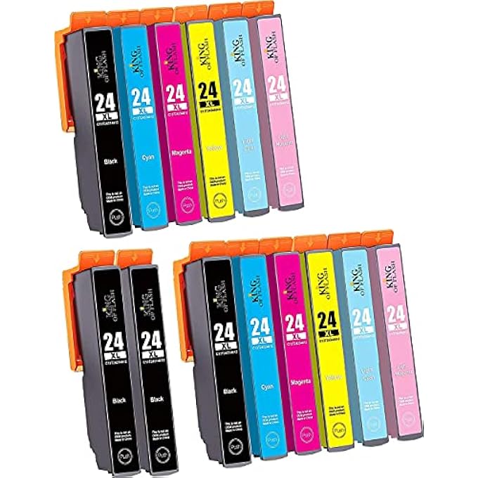 24XL INK CARTRIDGES REPLACEMENT FOR EPSON 24XL FOR EPSON XP-970, XP-55, XP-950, XP-860, XP-960, XP-750, XP-760, XP-850 (2 SETS & 2 BLACK) - Image 2