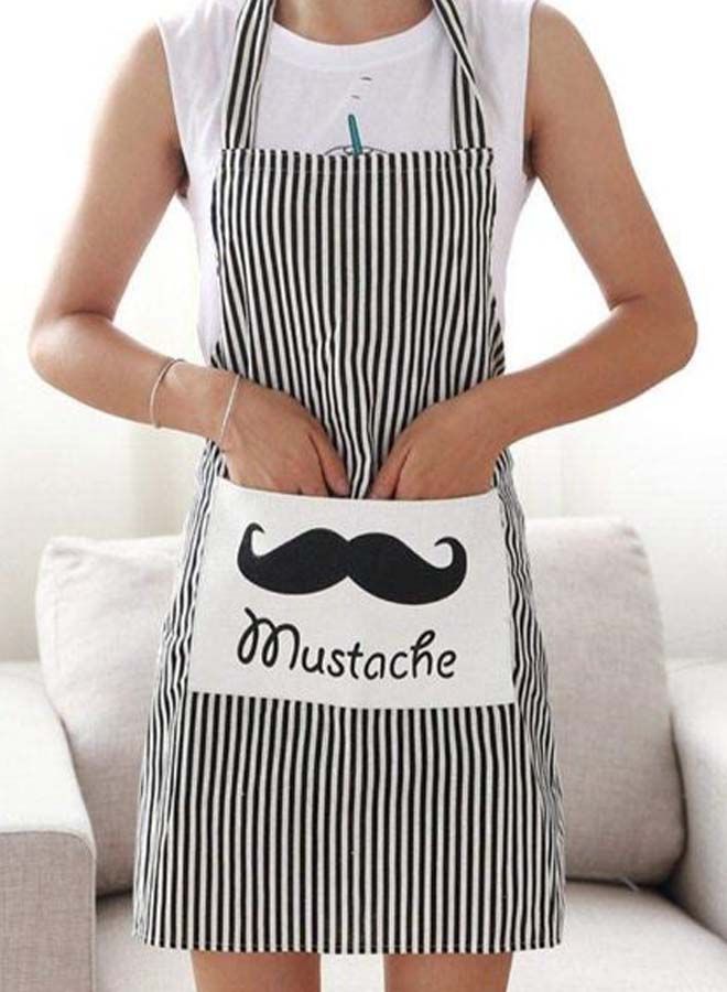 NIBEMINENT Anti-Oil Linen Kitchen Apron Black/White 86 x 59centimeter - Image 2