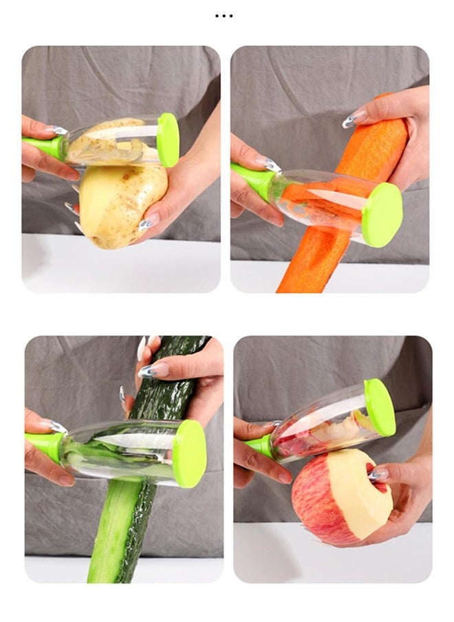 Generic - Peeler with Container, Safe Multi Fruit Peeler, Stainless Steel Vegetable Peeler with Non Slip Handle, Hanging Fruit Cutter for Living Room, Bedroom, Office - Image 1