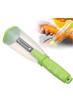 Generic Peeler with Container, Safe Multi Fruit Peeler, Stainless Steel Vegetable Peeler with Non Slip Handle, Hanging Fruit Cutter for Living Room, Bedroom, Office  - Image 1