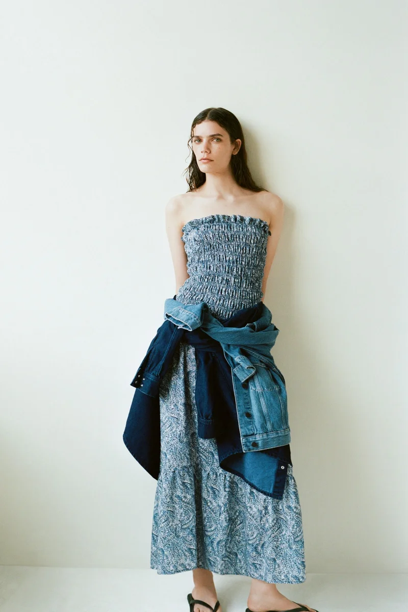 Smocked bandeau dress