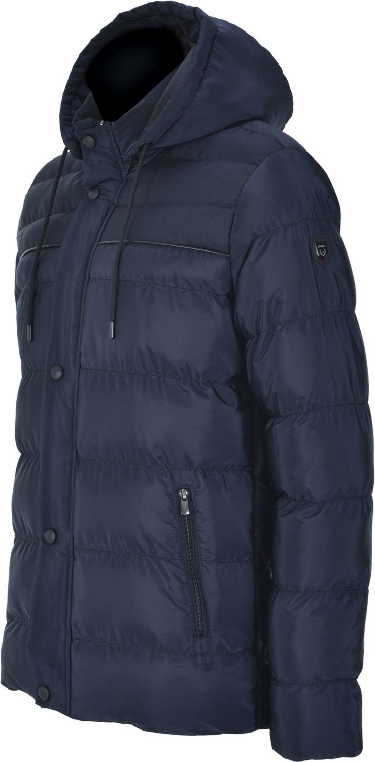Sivaist Men's Hooded Navy Blue Water and Windproof Regular Puffer Coat & Jacket  - Image 3