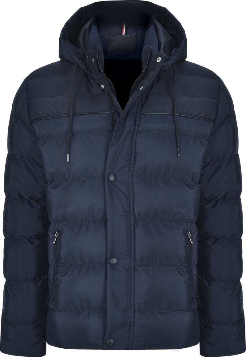 Sivaist Men's Hooded Navy Blue Water and Windproof Regular Puffer Coat & Jacket  - Image 2