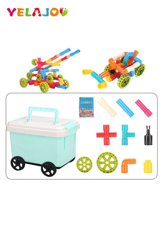 YelaJoy 108 Pcs/Box Tubular Pipes Building Block Spouts Joints Educational Learning Toys Set for Children  - Image 1