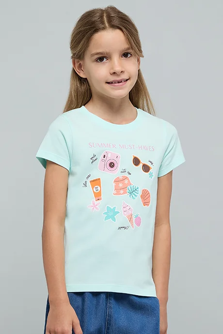 R&b Graphic Print T-Shirt with Crew Neck and Short Sleeves