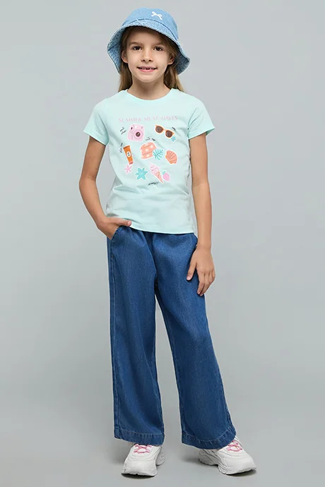 R&b Graphic Print T-Shirt with Crew Neck and Short Sleeves