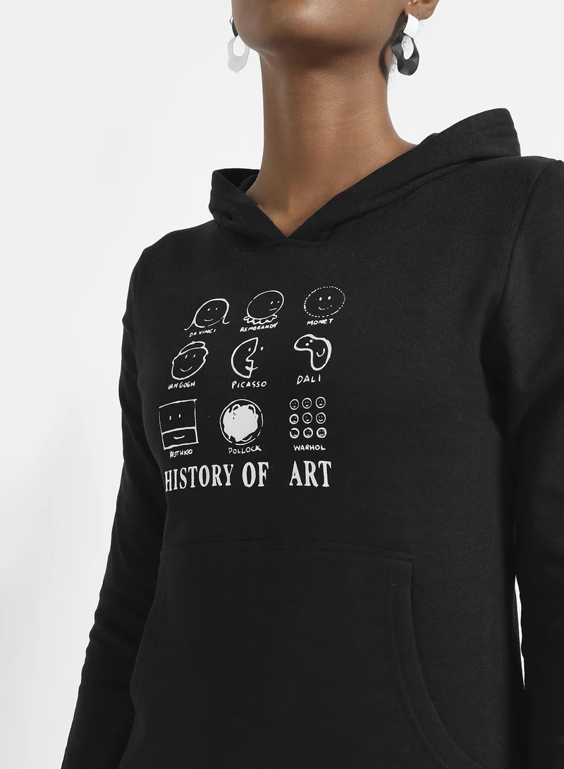 Campus Sutra History Of Art Hoodie With Kangaroo Pockets
