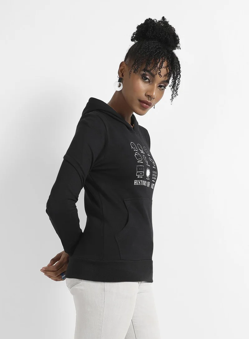 Campus Sutra History Of Art Hoodie With Kangaroo Pockets