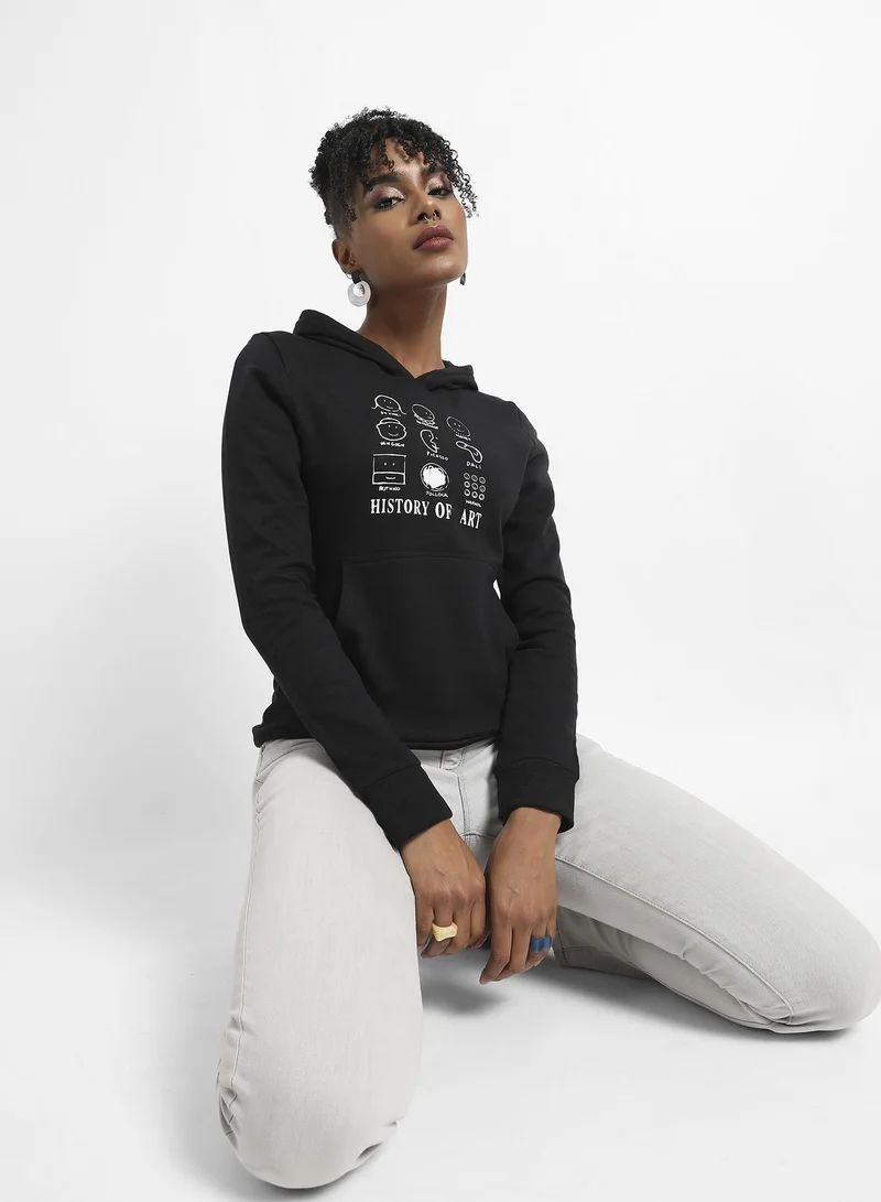 Campus Sutra History Of Art Hoodie With Kangaroo Pockets