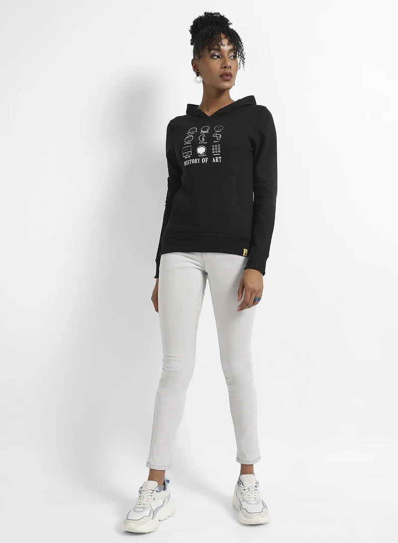 Campus Sutra History Of Art Hoodie With Kangaroo Pockets