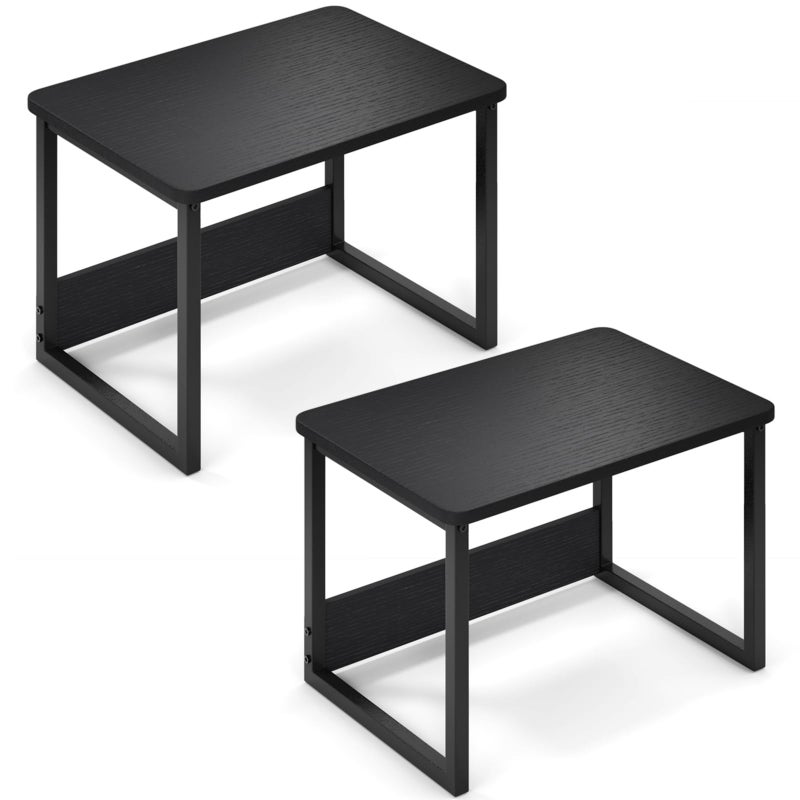 MARTY Desktop Printer Stand 2 Pack Printer Stand with Storage for Desk, Shelf Organzier for Home/Office Printer Riser Under Desk Small Table for Fax Machine Scanner(Black) - Image 1
