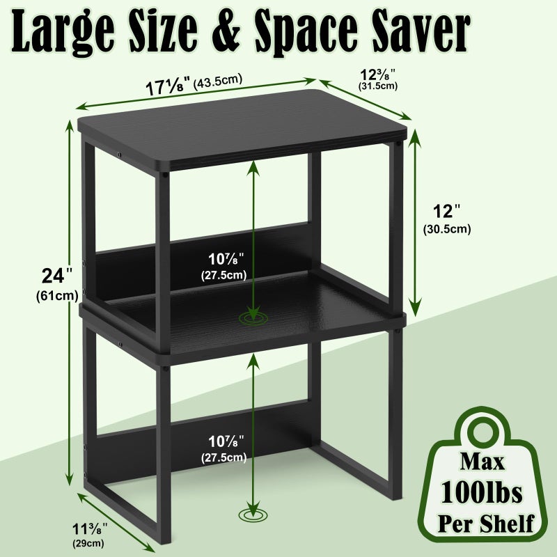 MARTY Desktop Printer Stand 2 Pack Printer Stand with Storage for Desk, Shelf Organzier for Home/Office Printer Riser Under Desk Small Table for Fax Machine Scanner(Black) - Image 5