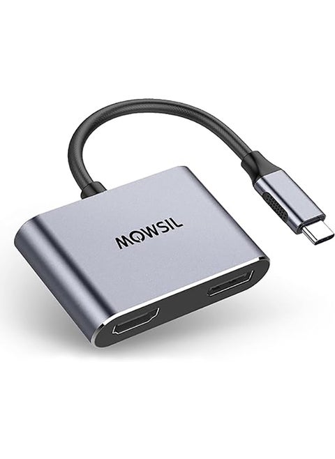 USB Type C to Dual HDMI 4K High Definition Hub Adapter Splitter with USB 3.1 Port and Type-C Charging Port compatible with MacBook Pro Air, Surface Book 2,Chromebook Pixel